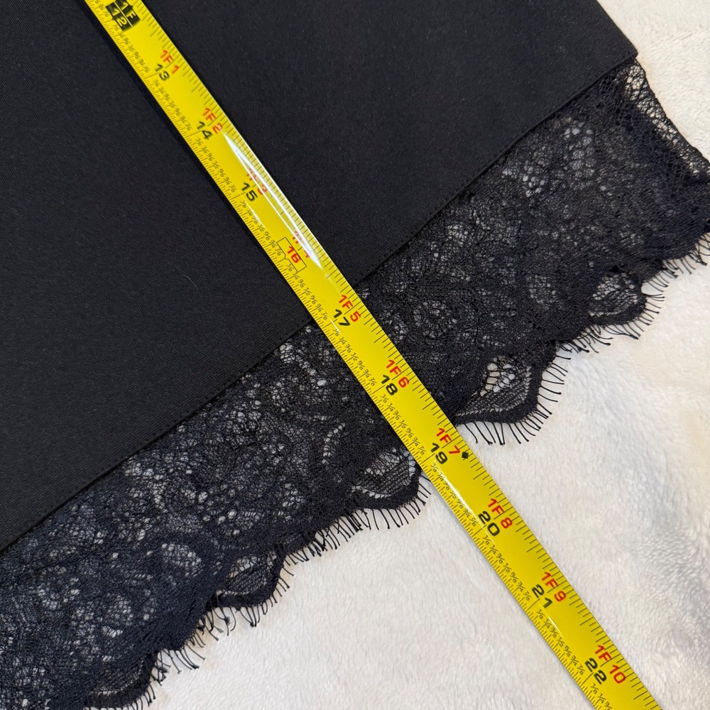 Black Lace Yoke Shift Dress Eyelash Hem XL Wedding Guest Dance Dress - Picture 8 of 10